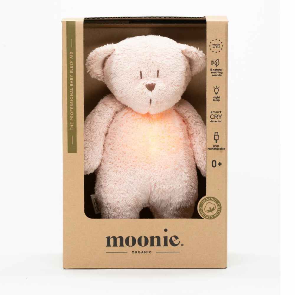 Moonie Επαναφορτιζόμενο Βοήθημα Ύπνου με Αισθητήρα Κλάματος και Φωτισμό (Rose Bear)