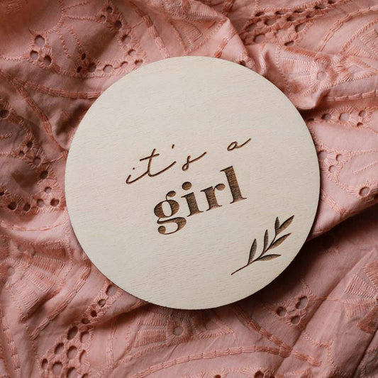 'It's a girl' Wooden Disc