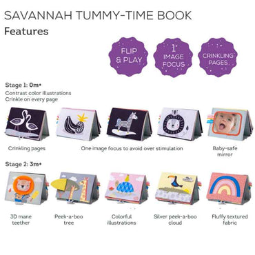 Taf Toys Μαλακό Βιβλίο Δραστηριοτήτων Savannah Tummy-Time