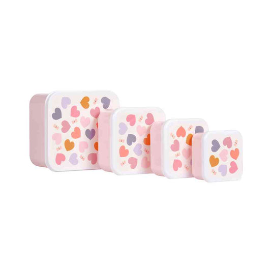 A Little Lovely Company Σετ 4 Φαγητοδοχείων Lunch & Snack Box Hearts