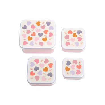 A Little Lovely Company Σετ 4 Φαγητοδοχείων Lunch & Snack Box Hearts