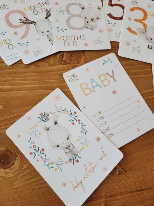 Baby Milestone Cards Pastel Friends