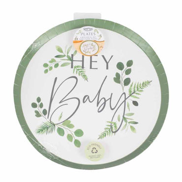 Baby Shower Πιατάκια 'Hey Baby' Ευκάλυπτος