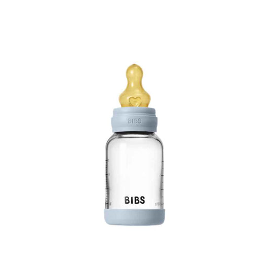 BIBS Γυάλινο Μπιμπερό 120ml – Latex – Baby Blue
