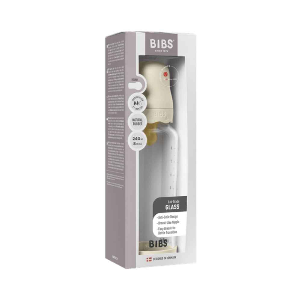 BIBS Γυάλινο Μπιμπερό 240ml – Latex – Boheme Ivory
