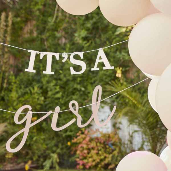 Baby Shower Γιρλάντα 'It's a Girl' Ροζ