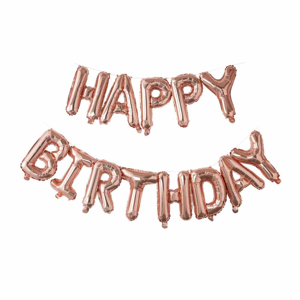 Μπαλόνια Happy Birthday Rose Gold