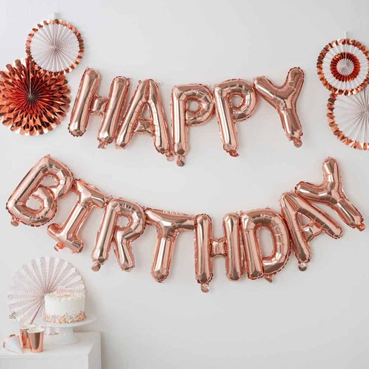 Μπαλόνια Happy Birthday Rose Gold