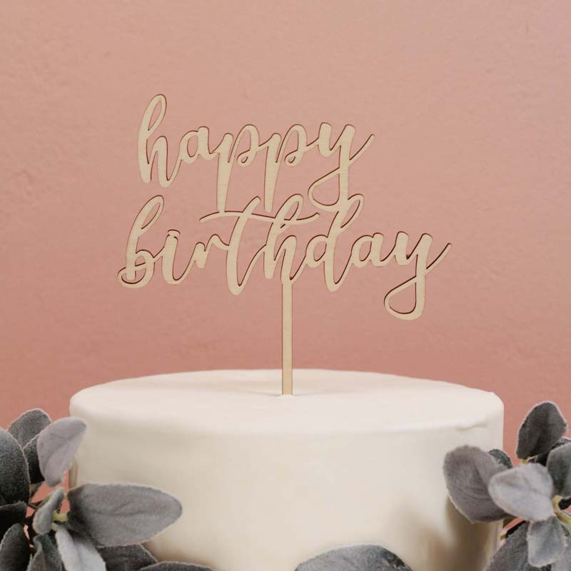 Ξύλινο Cake topper 'Happy Birthday'
