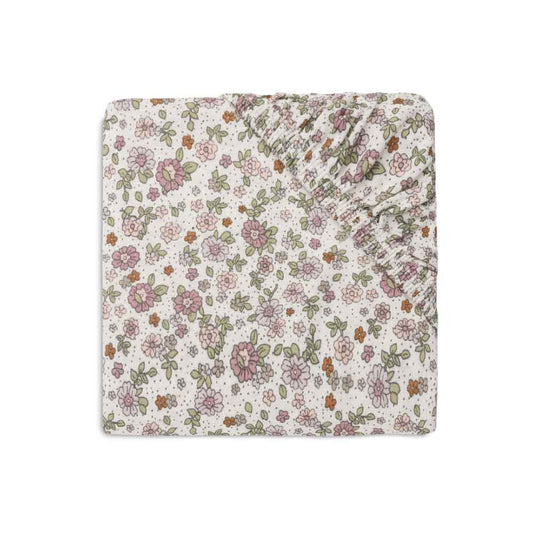 Jollein Σεντονάκι με Λάστιχο Retro Flowers 70/75 x 140/150εκ.