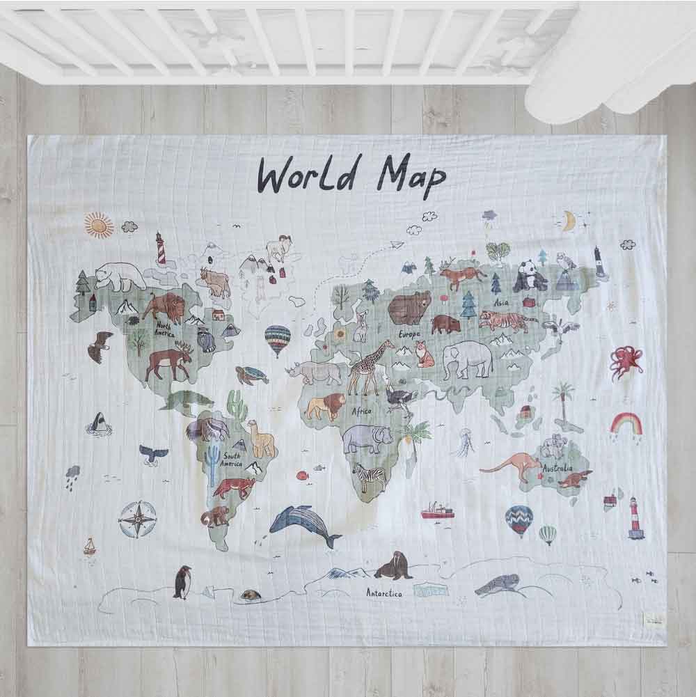 Βαμβακερή Μουσελίνα 'World Map'