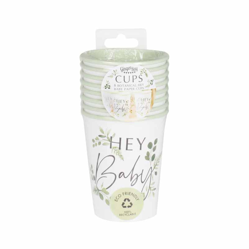 Baby Shower Ποτηράκια 'Ηey Baby' Ευκάλυπτος