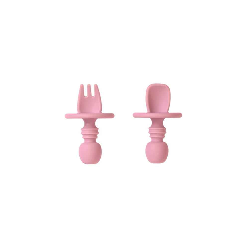 Saro Κουτάλι & Πιρούνι Anti-Chocking Pink