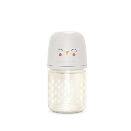 Suavinex Γυάλινο Μπιμπερό Αργής Ροής Bonhomia Feather Beige 120ml 0+m