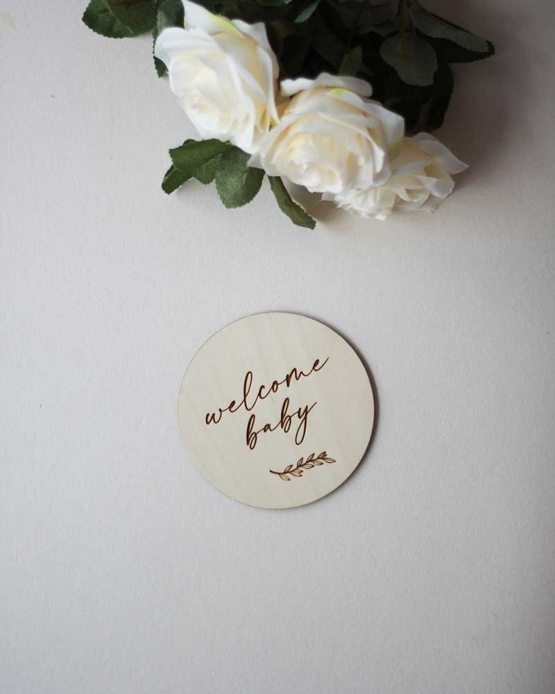 'Welcome Baby' Wooden Disc