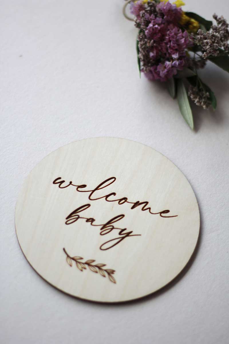 'Welcome Baby' Wooden Disc