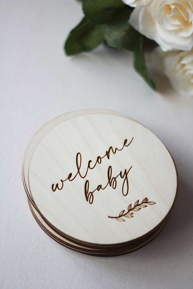 'Welcome Baby' Wooden Disc