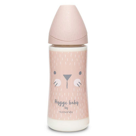 Suavinex Πλαστικό Μπιμπερό Hygge Whiskers Pink 360ml (4m+)