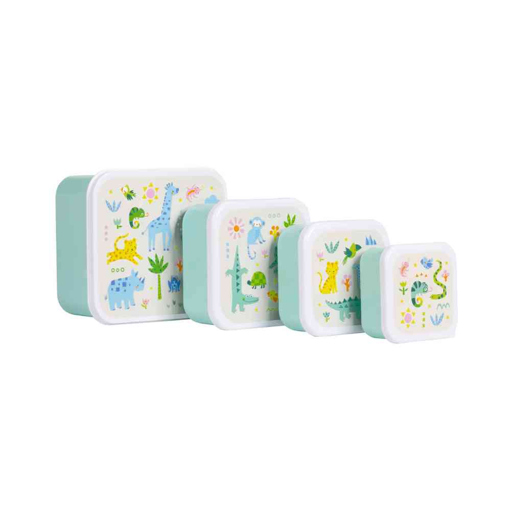 A Little Lovely Company Σετ 4 Φαγητοδοχείων Lunch & Snack Box Jungle