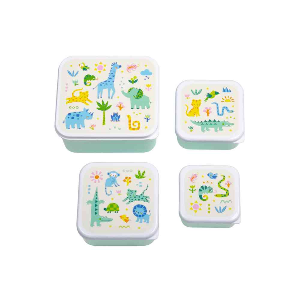 A Little Lovely Company Σετ 4 Φαγητοδοχείων Lunch & Snack Box Jungle