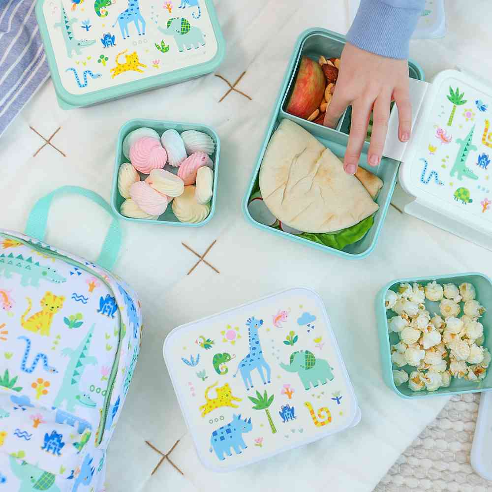 A Little Lovely Company Σετ 4 Φαγητοδοχείων Lunch & Snack Box Jungle