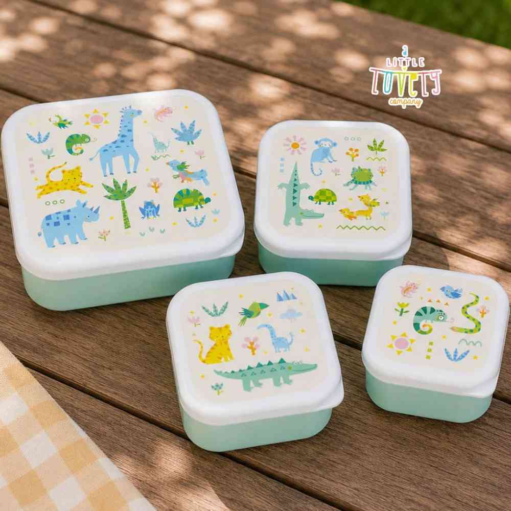 A Little Lovely Company Σετ 4 Φαγητοδοχείων Lunch & Snack Box Jungle
