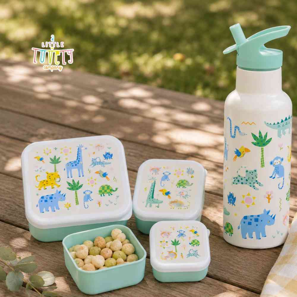 A Little Lovely Company Σετ 4 Φαγητοδοχείων Lunch & Snack Box Jungle
