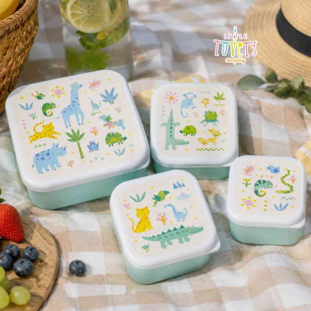 A Little Lovely Company Σετ 4 Φαγητοδοχείων Lunch & Snack Box Jungle