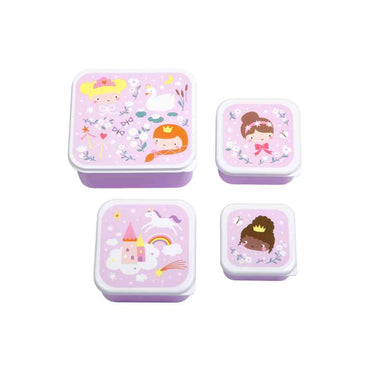A Little Lovely Company Σετ 4 Φαγητοδοχείων Lunch & Snack Box Princesses