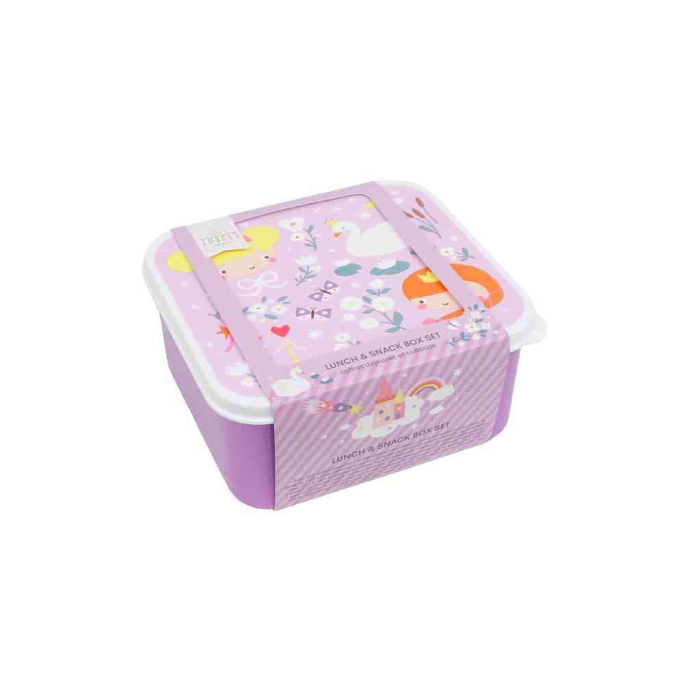A Little Lovely Company Σετ 4 Φαγητοδοχείων Lunch & Snack Box Princesses