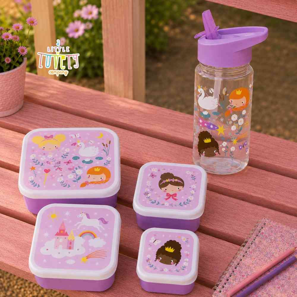 A Little Lovely Company Σετ 4 Φαγητοδοχείων Lunch & Snack Box Princesses