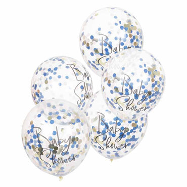 Baby Shower Μπαλόνια Με Μπλε & Ροζ Χρυσό Κονφετί