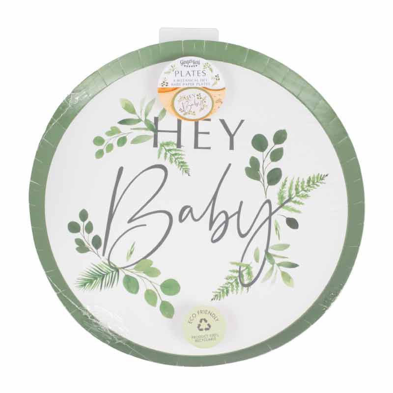 Baby Shower Πιατάκια 'Hey Baby' Ευκάλυπτος