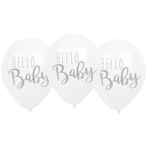 Jabadabado Μπαλόνια "Hello Baby" Λευκά (6 τμχ)
