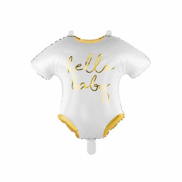 Μπαλόνι Romper Λευκό με Χρυσό 'Hello Baby’ (1τμχ)