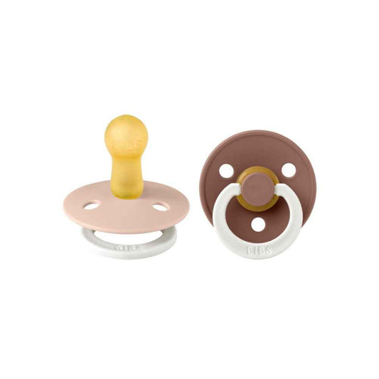 BIBS Glow Πιπίλες Νυκτός Καουτσούκ Blush/Woodchuck (0-6m) 2τμχ