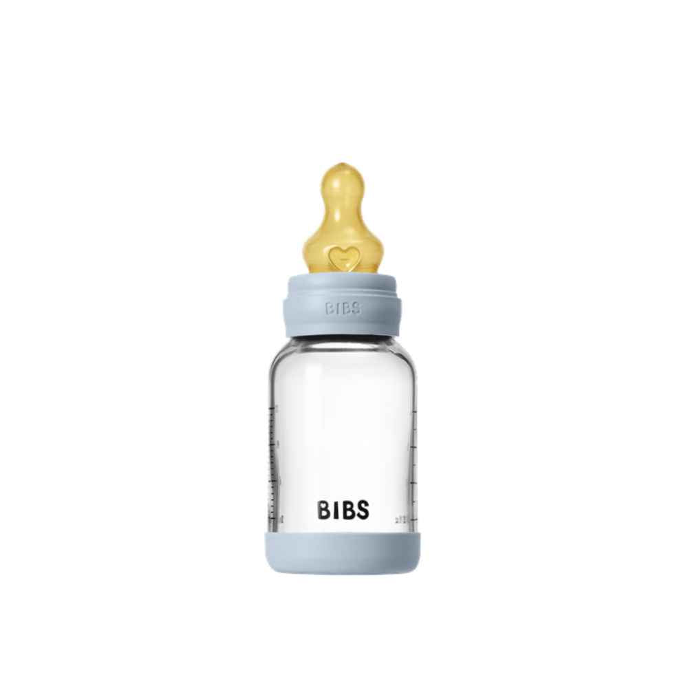 BIBS Γυάλινο Μπιμπερό 120ml – Latex – Baby Blue