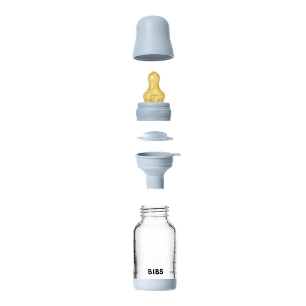BIBS Γυάλινο Μπιμπερό 120ml – Latex – Baby Blue