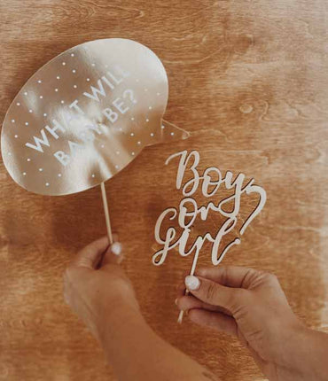 Gender Reveal Ξύλινο Cake Topper 'Boy or Girl?'