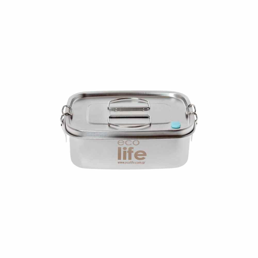 Ecolife Ανοξείδωτο Φαγητοδοχείο 1lt Μονού Τοιχώματος (Ανοξείδωτο Καπάκι)