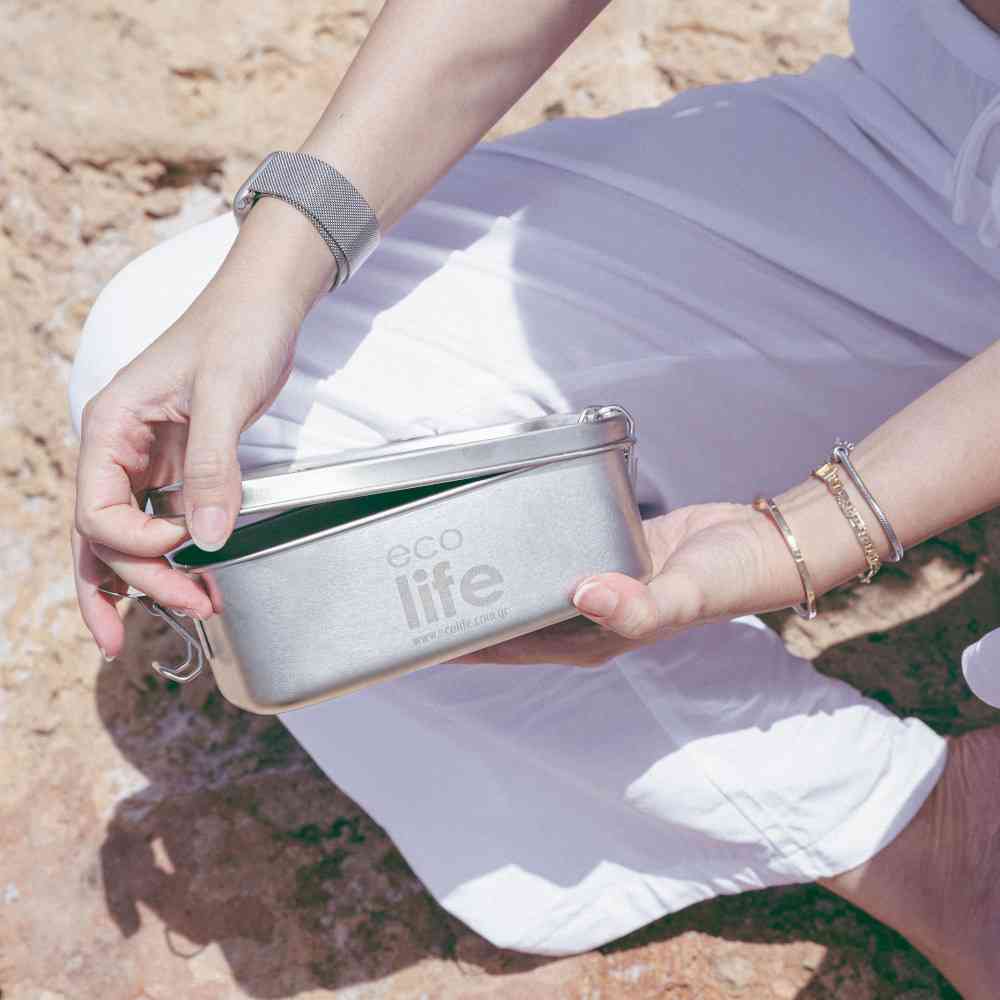 Ecolife Ανοξείδωτο Φαγητοδοχείο 1lt Μονού Τοιχώματος (Ανοξείδωτο Καπάκι)