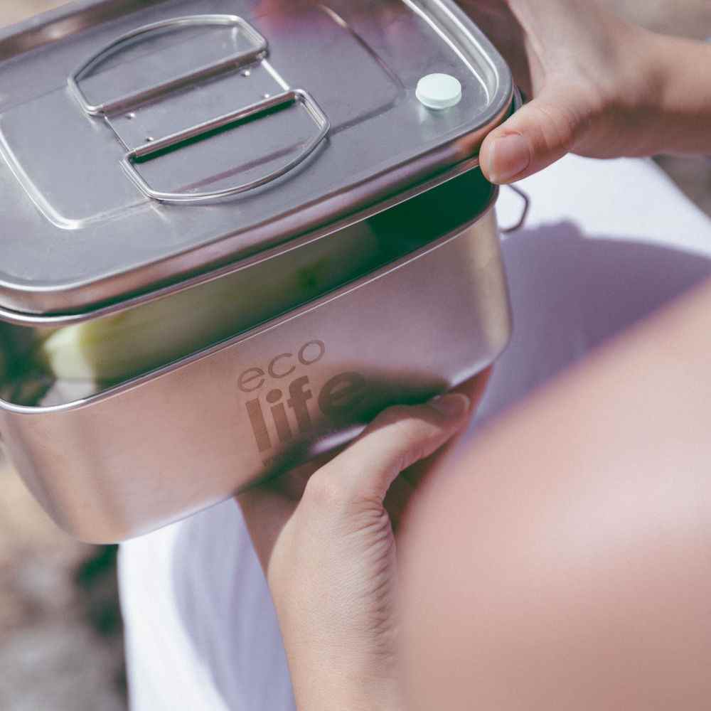 Ecolife Ανοξείδωτο Φαγητοδοχείο 1lt Μονού Τοιχώματος (Ανοξείδωτο Καπάκι)