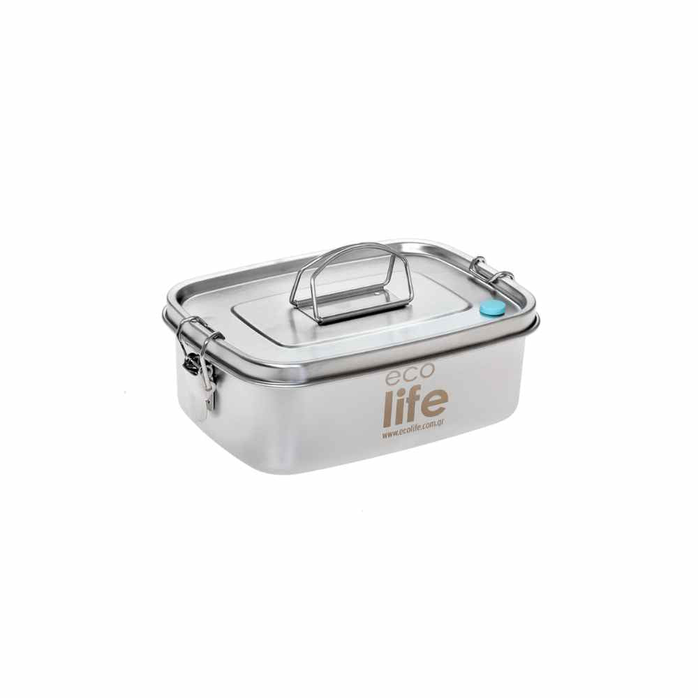 Ecolife Ανοξείδωτο Φαγητοδοχείο 1lt Μονού Τοιχώματος (Ανοξείδωτο Καπάκι)