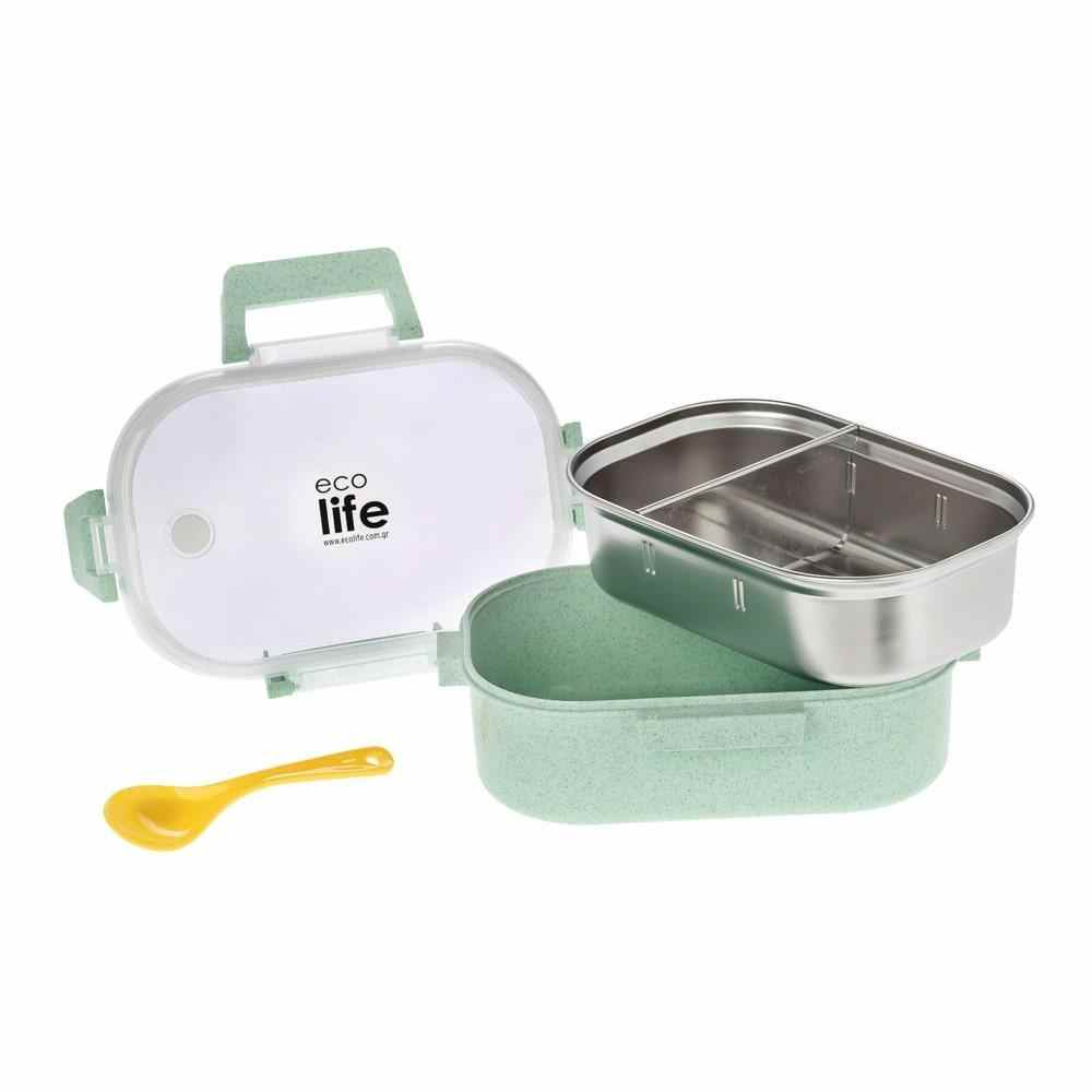 Ecolife Light Green Φαγητοδοχείο 900ml Με Χώρισμα