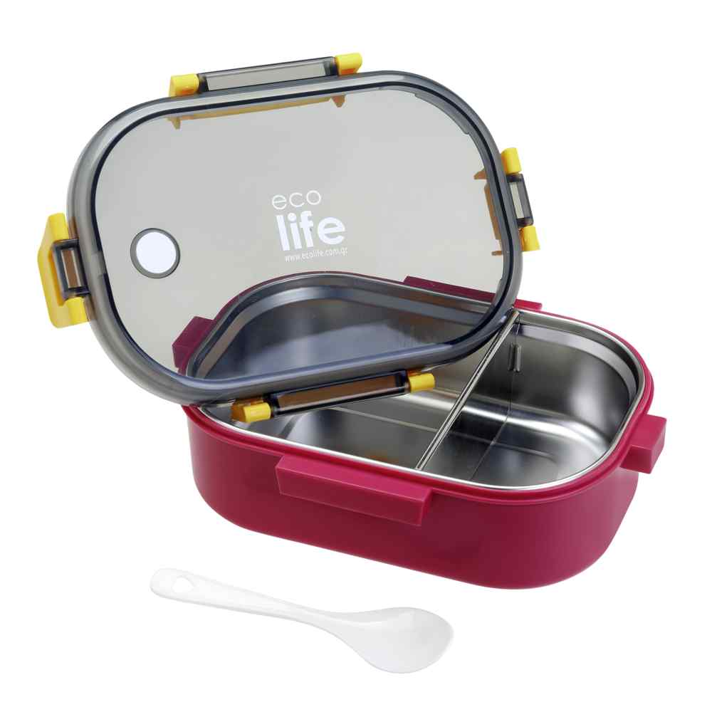 Ecolife Deep Rose Φαγητοδοχείο 900ml Με Χώρισμα