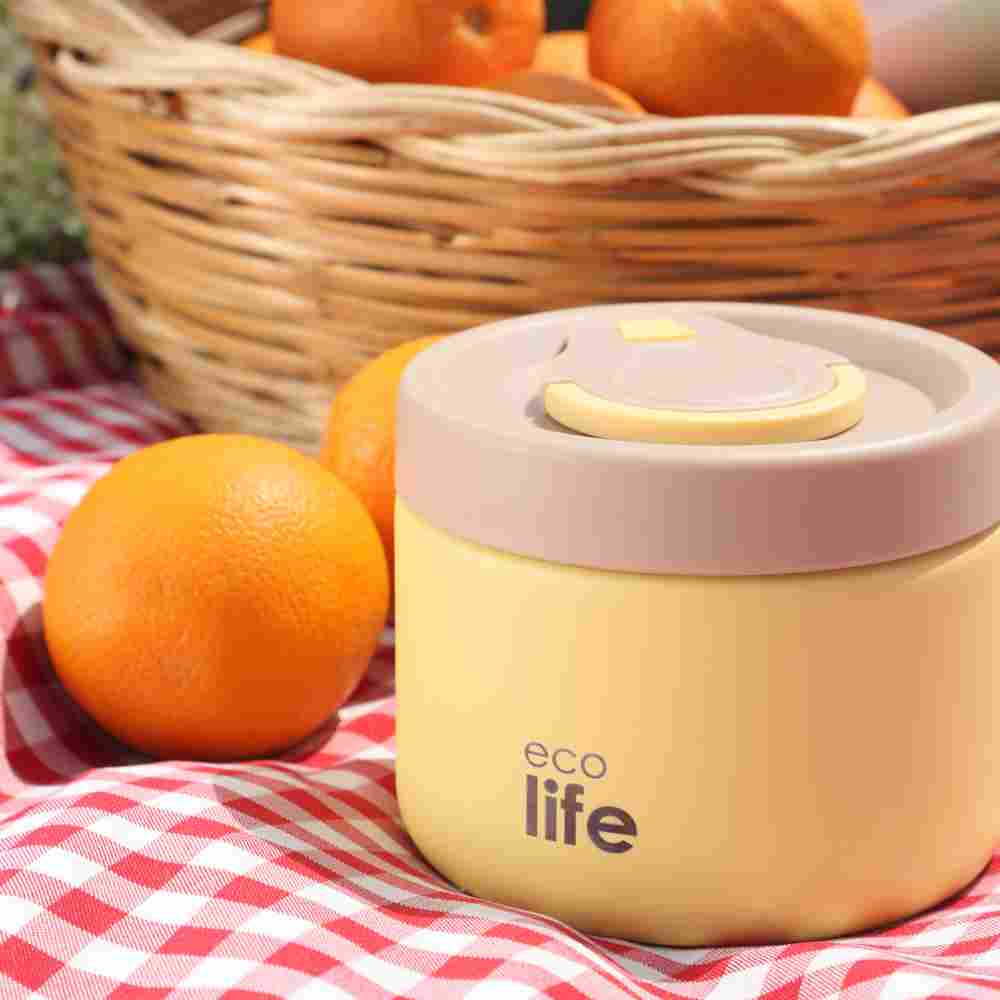 Ecolife Στρογγυλό Θερμός Φαγητού 650ml Κίτρινο