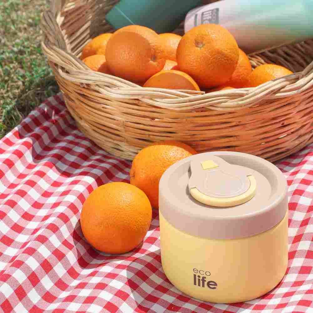 Ecolife Στρογγυλό Θερμός Φαγητού 650ml Κίτρινο