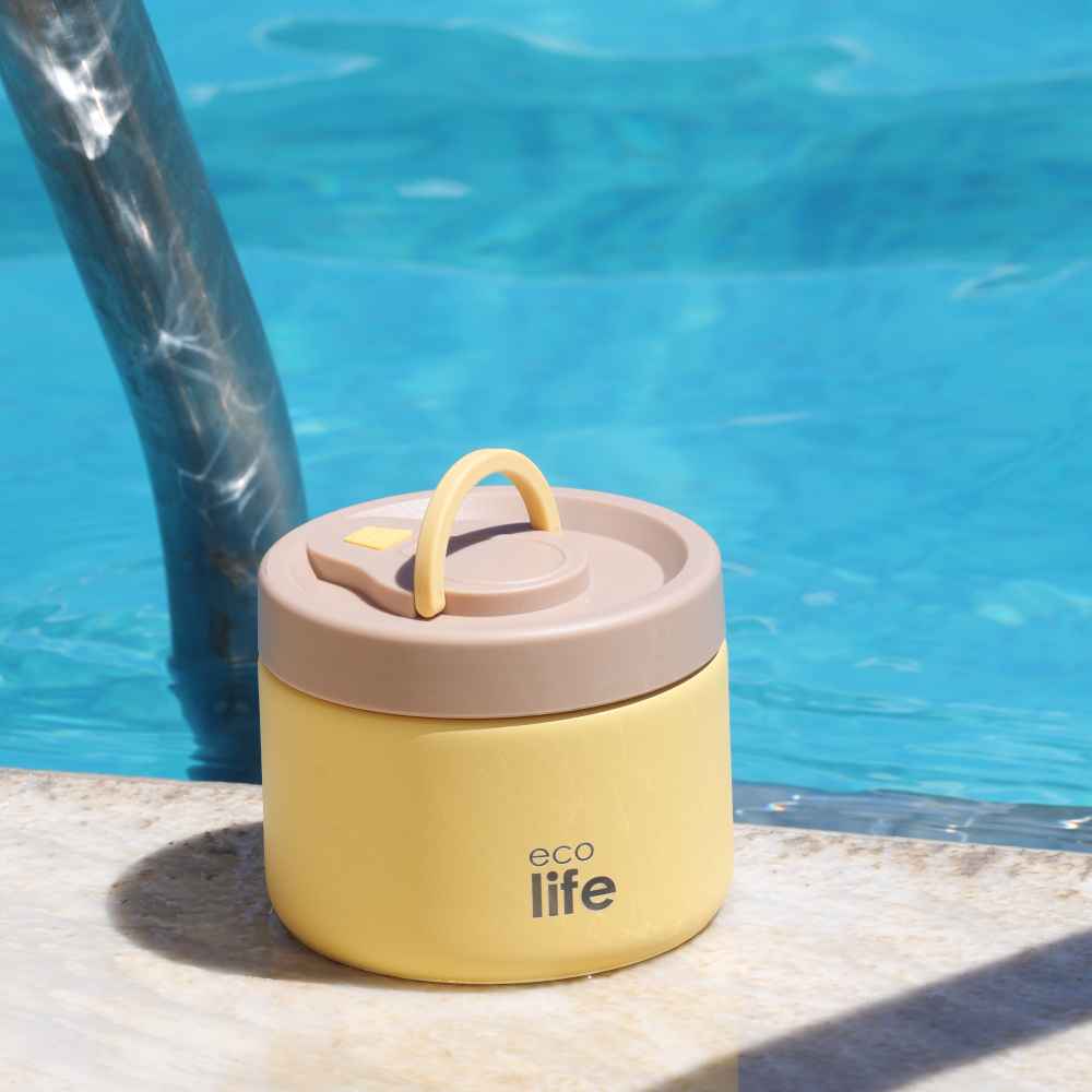 Ecolife Στρογγυλό Θερμός Φαγητού 650ml Κίτρινο