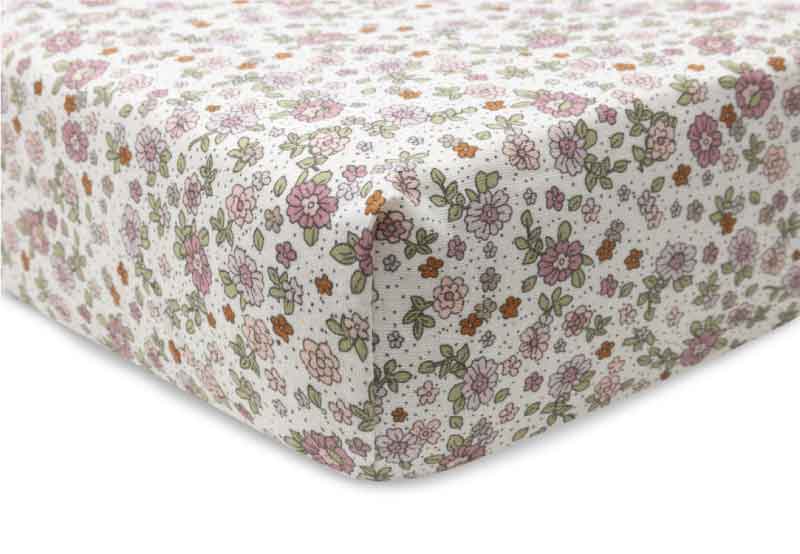 Jollein Σεντονάκι με Λάστιχο Retro Flowers 70/75 x 140/150εκ.