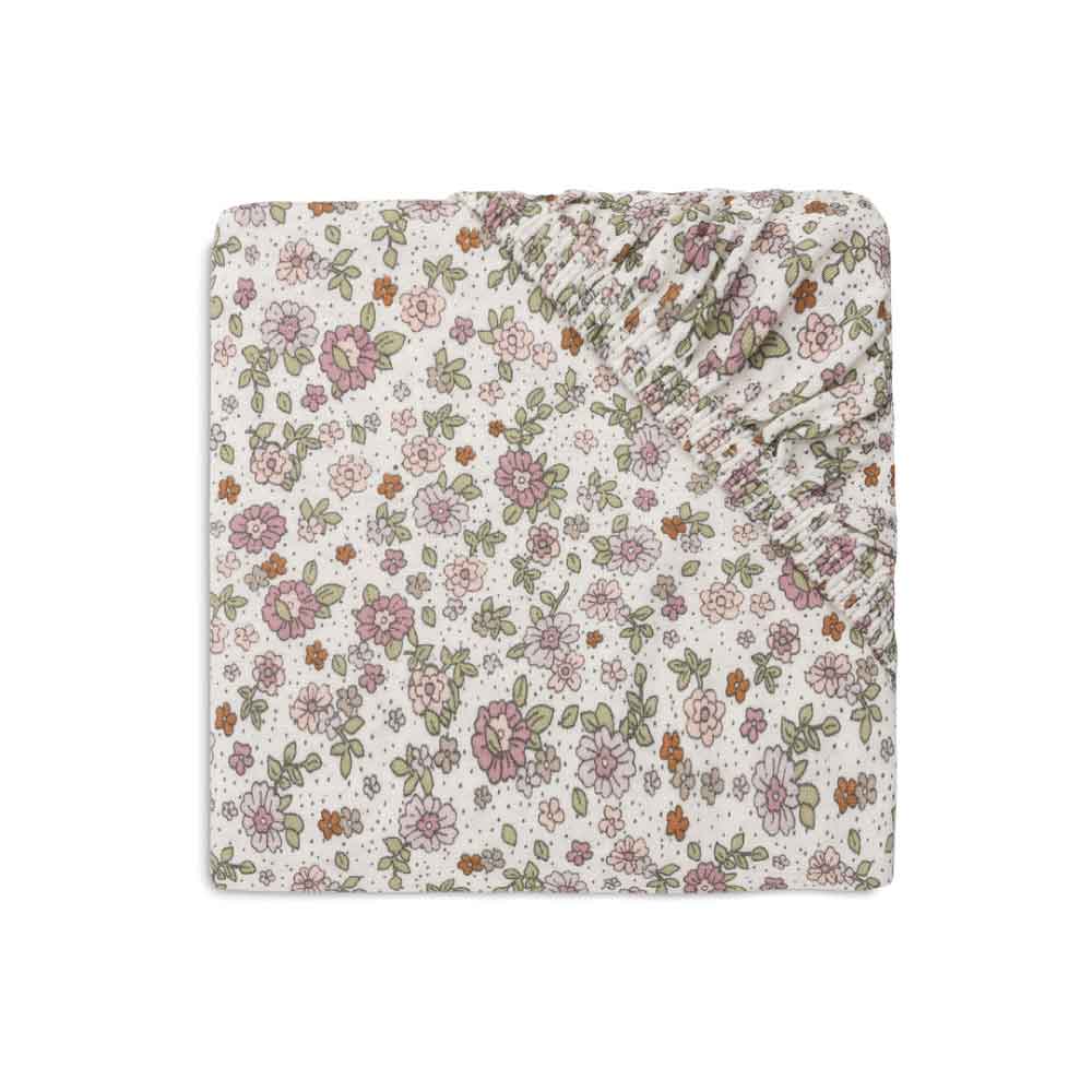 Jollein Σεντονάκι με Λάστιχο Retro Flowers 40/50 x 80/90 εκ.